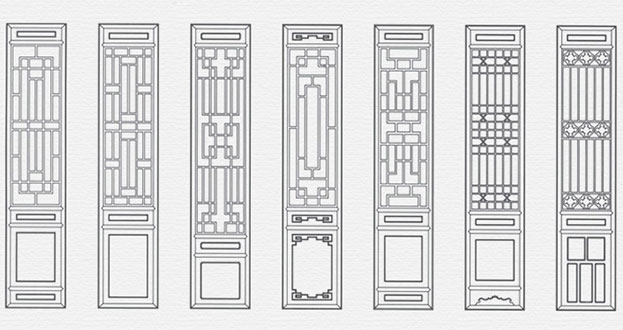 伽师常用中式仿古花窗图案隔断设计图